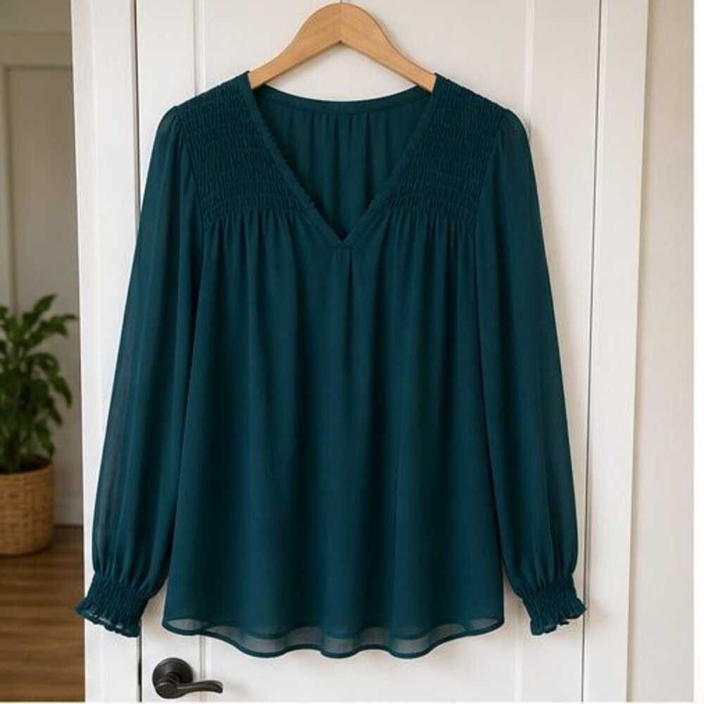 Teal Smocked Top